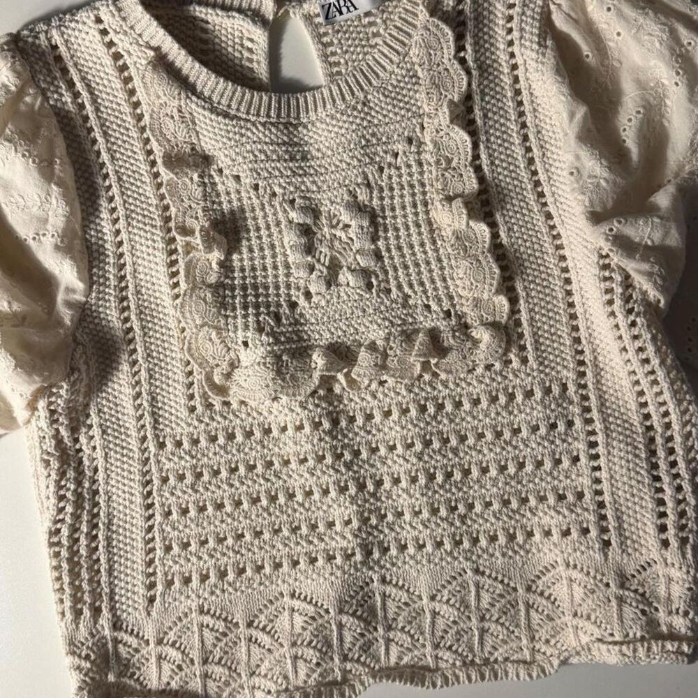 Zara crochet eyelit blouse